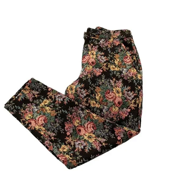 Asos Design Floral Woven Tapestry Cropped Pants - Picture 1 of 6